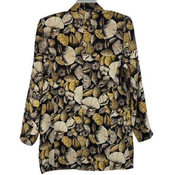 Sunny Leigh Vintage Silk Sea Shells Print Pockets Button Front Blazer Size Small - Picture 2 of 10